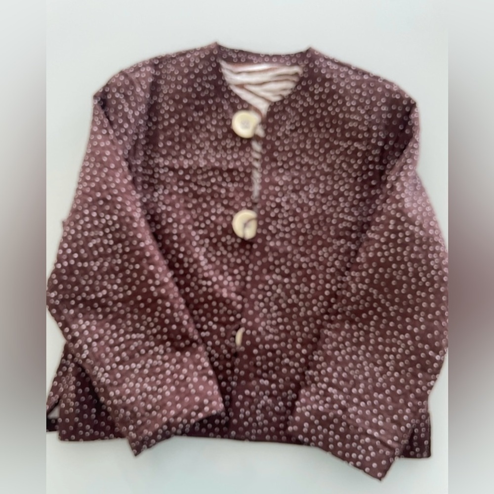 Patty Kim Jacket Size Large Brown White Animal Reversible 3/4 Sleeve Quilted - Picture 7 of 8